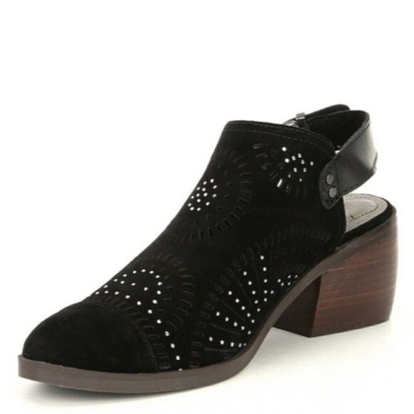Anthropologie Latigo black suede bootie cutout sparkle Mauren block heel 6 - Picture 1 of 14